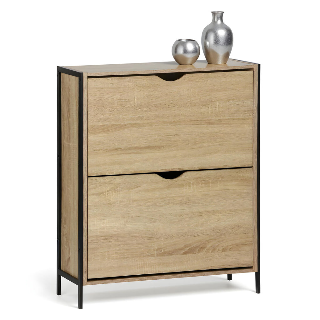 Botník MobleKit hnědý černý dřevo kov 65 x 24 x 80 cm – obrázek 4