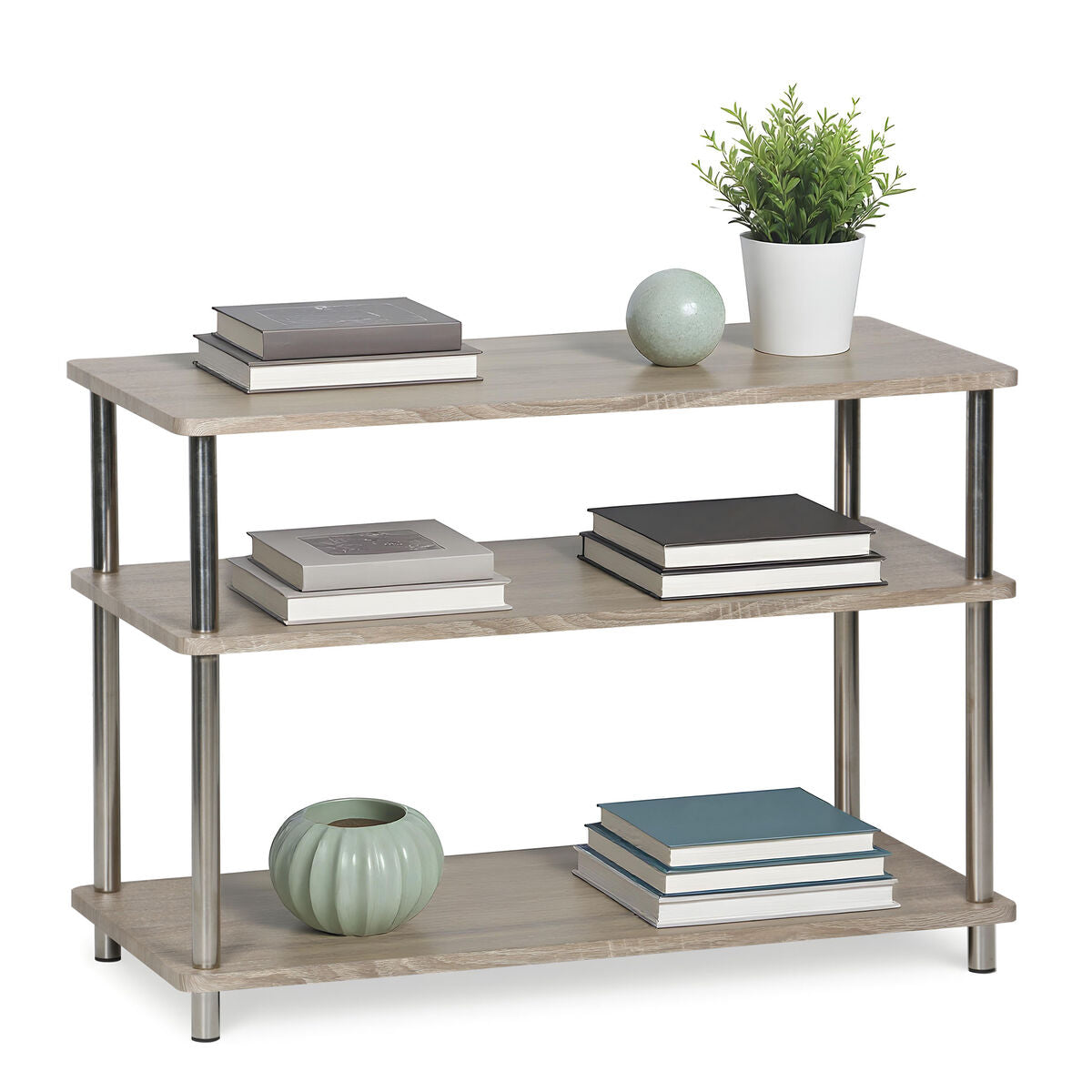 Regál MobleKit hnědý stříbrný dřevo ocel 80 x 38,5 x 56 cm – obrázek 5
