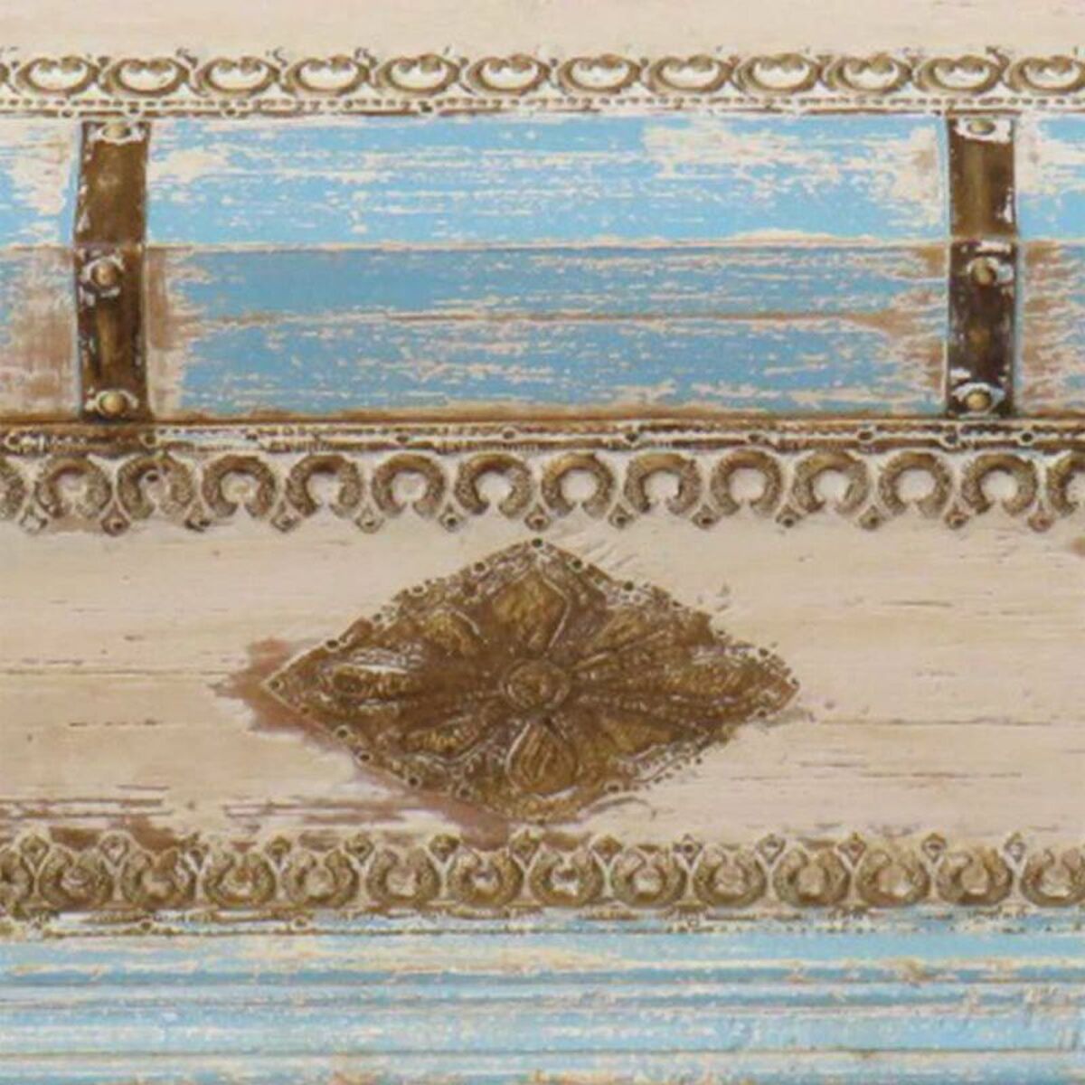 Truhla Alexandra House Living modrá, mangové dřevo, 28 x 27 x 50 cm, řemeslný styl – obrázek 2