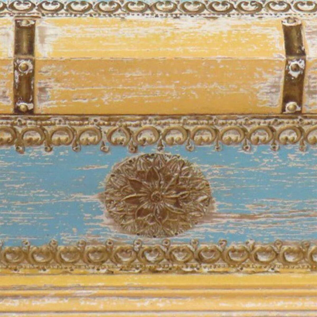 Truhla Alexandra House Living žlutomodrá mangovníkové dřevo 28 x 27 x 50 cm řemeslný styl – obrázek 2