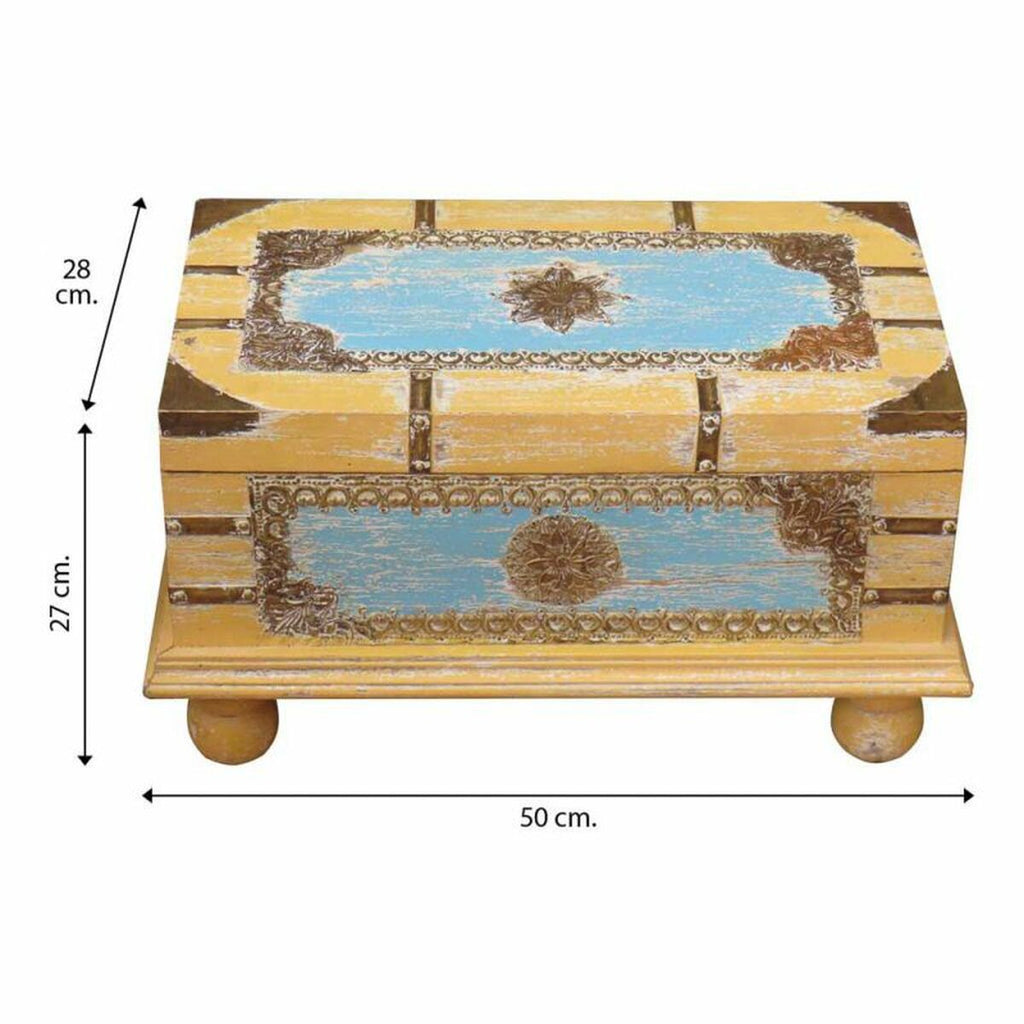 Truhla Alexandra House Living žlutomodrá mangovníkové dřevo 28 x 27 x 50 cm řemeslný styl – obrázek 5