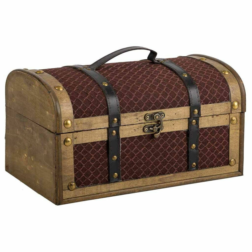 Truhla Alexandra House Living hnědá PVC dřevo kov látka 21 x 19 x 35 cm Vintage styl