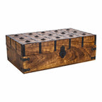 Truhla Alexandra House Living hnědá kovová mangové dřevo 20 × 12 × 38 cm řemeslný styl