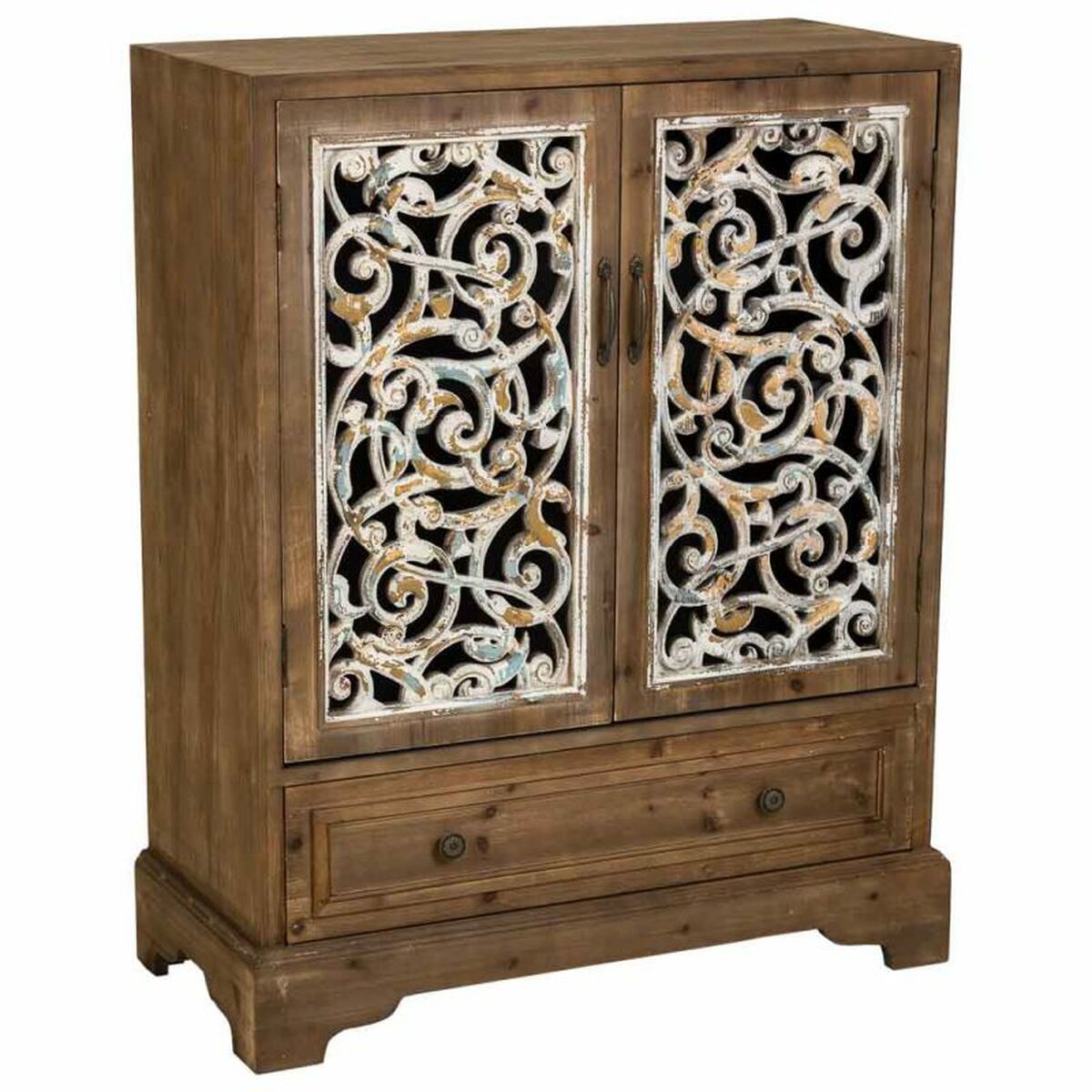 Skříň Alexandra House Living hnědá, jedlové dřevo, MDF, 38 x 102 x 83 cm