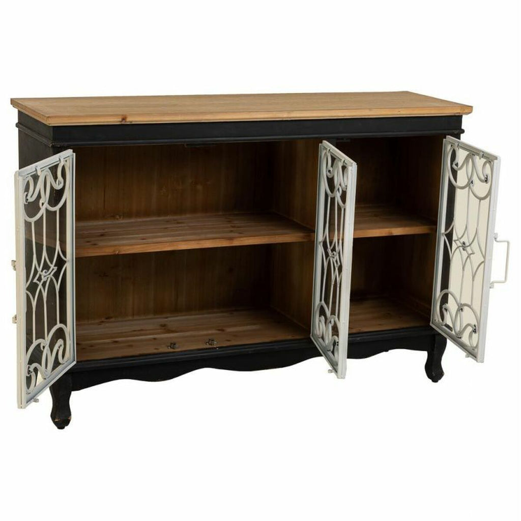 Komoda Alexandra House Living černá skleněná jedle dřevo MDF 36 x 80 x 120 cm – obrázek 3