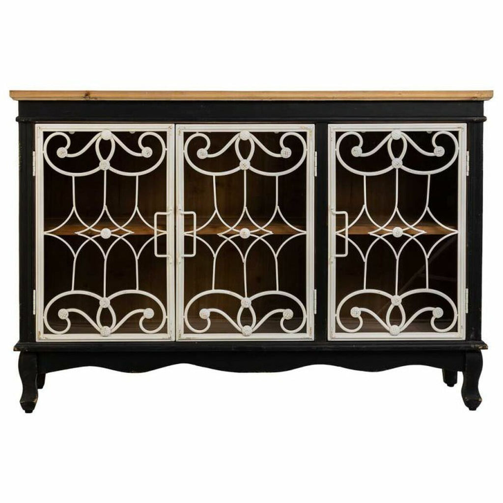 Komoda Alexandra House Living černá skleněná jedle dřevo MDF 36 x 80 x 120 cm – obrázek 5