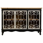 Komoda Alexandra House Living černá skleněná jedle dřevo MDF 36 x 80 x 120 cm – obrázek 5