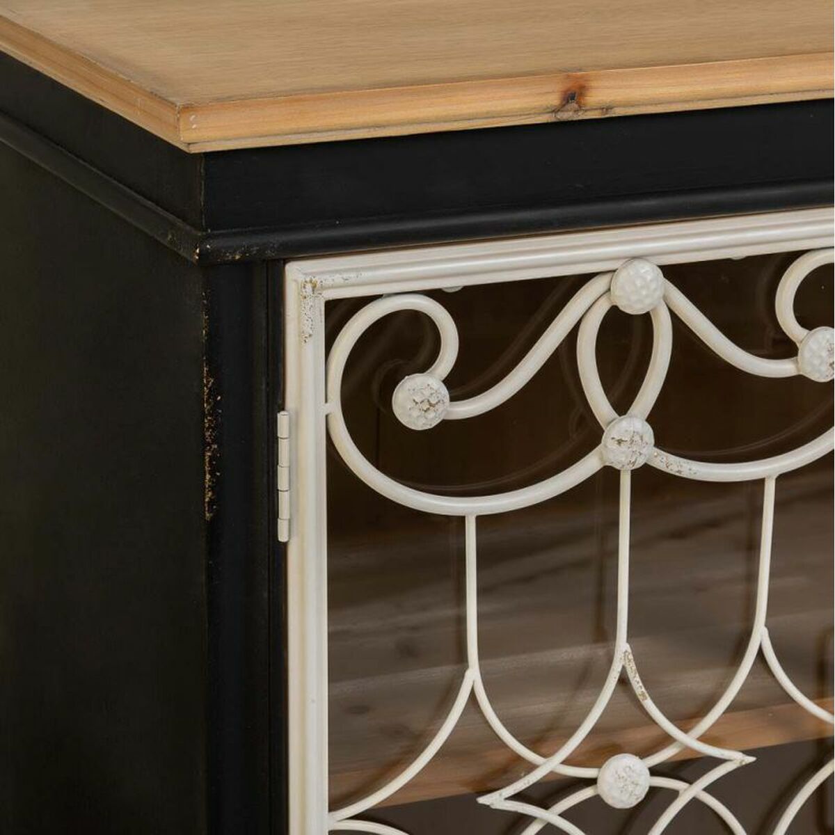 Komoda Alexandra House Living černá skleněná jedle dřevo MDF 36 x 80 x 120 cm – obrázek 7