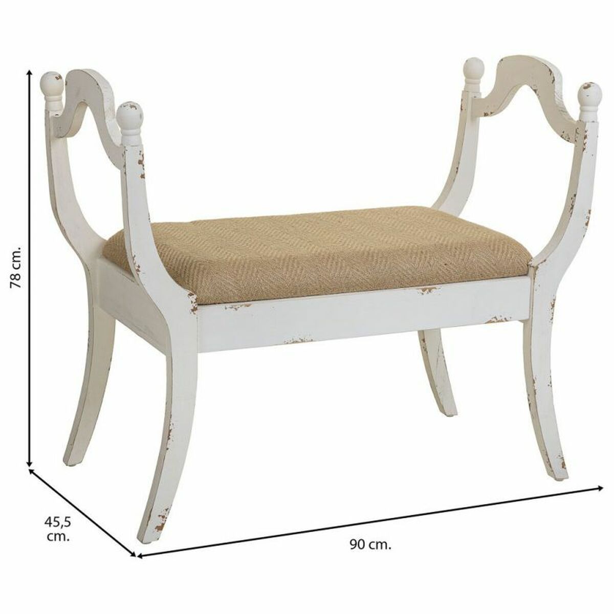 Stolička Alexandra House Living bílá houba jedlové dřevo MDF 45 x 78 x 90 cm – obrázek 4