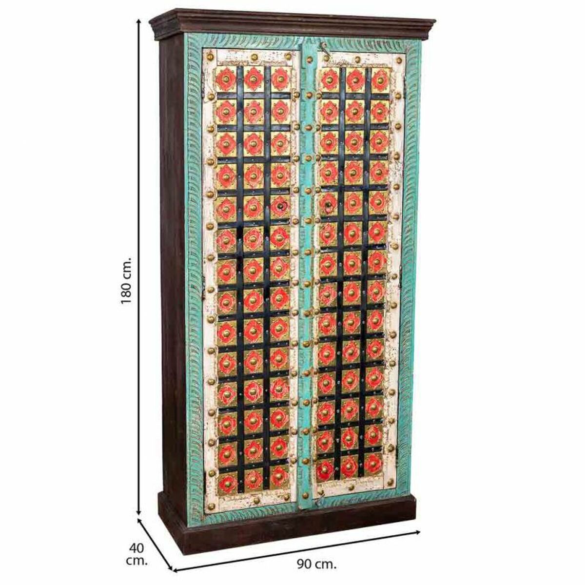 Skříň Alexandra House Living barevná mosaz mangové dřevo 40 × 90 × 180 cm – obrázek 3
