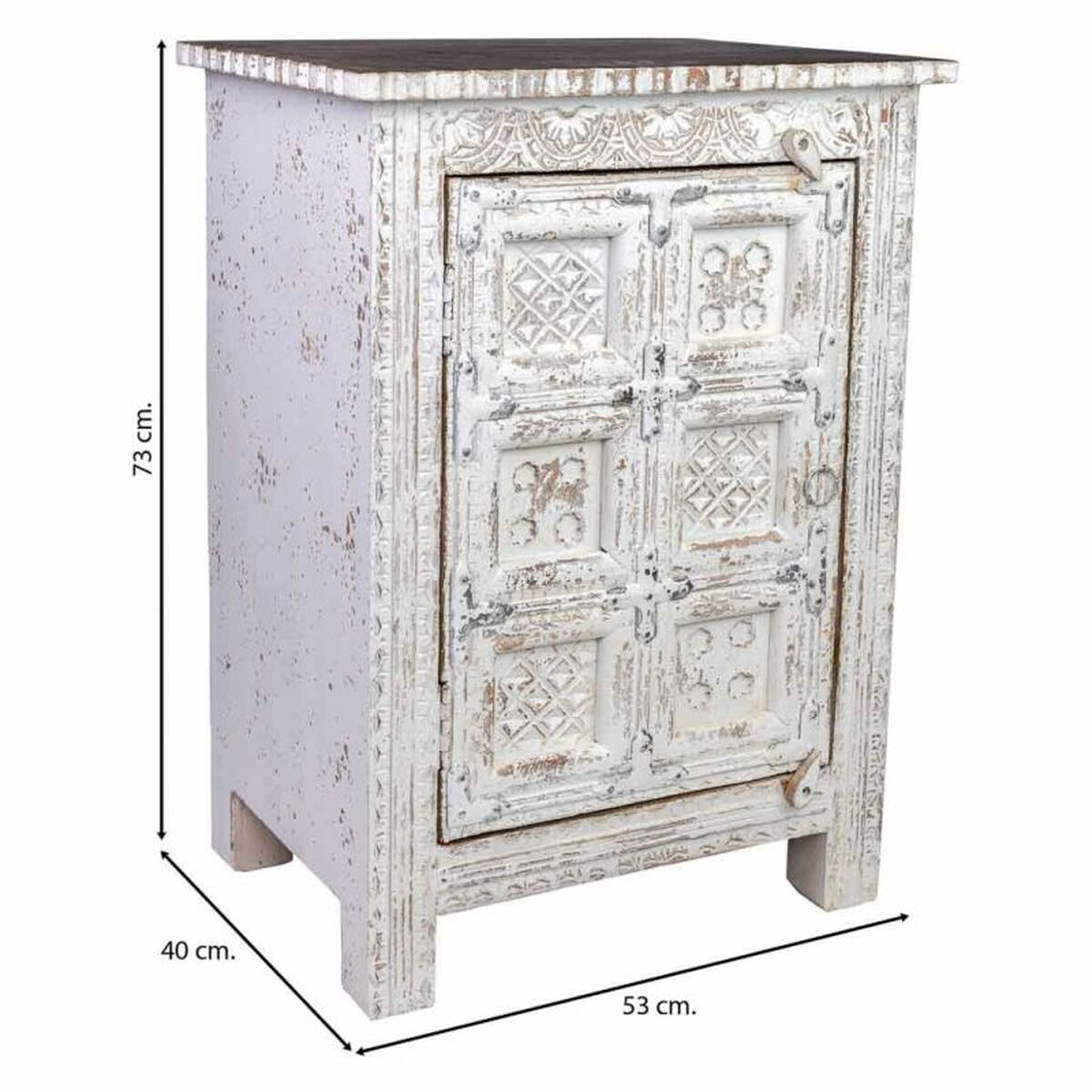 Noční stolek Alexandra House Living Bílá Hnědá 40 x 53 x 73 cm – obrázek 3