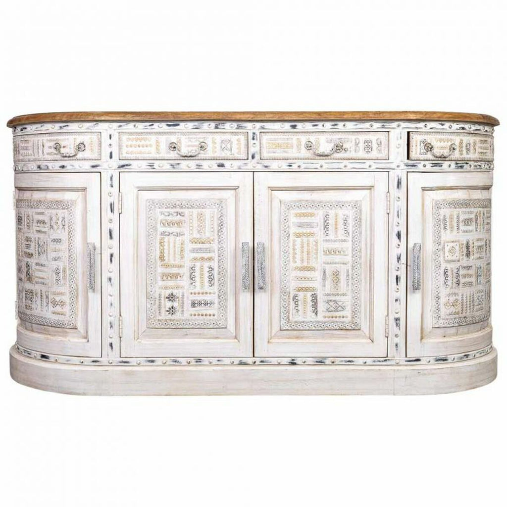 Příborník Alexandra House Living bílý hnědý mosaz mango dřevo 45 x 177 x 91 cm – obrázek 2