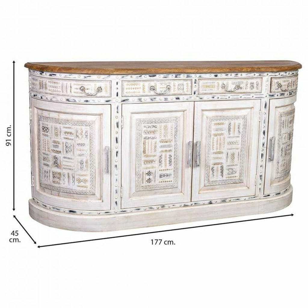 Příborník Alexandra House Living bílý hnědý mosaz mango dřevo 45 x 177 x 91 cm – obrázek 3