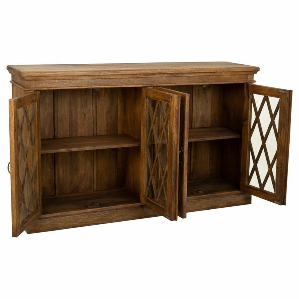 Příborník Alexandra House Living hnědý dřevo sklo 40 x 100 x 170 cm 4 dvířka – obrázek 2