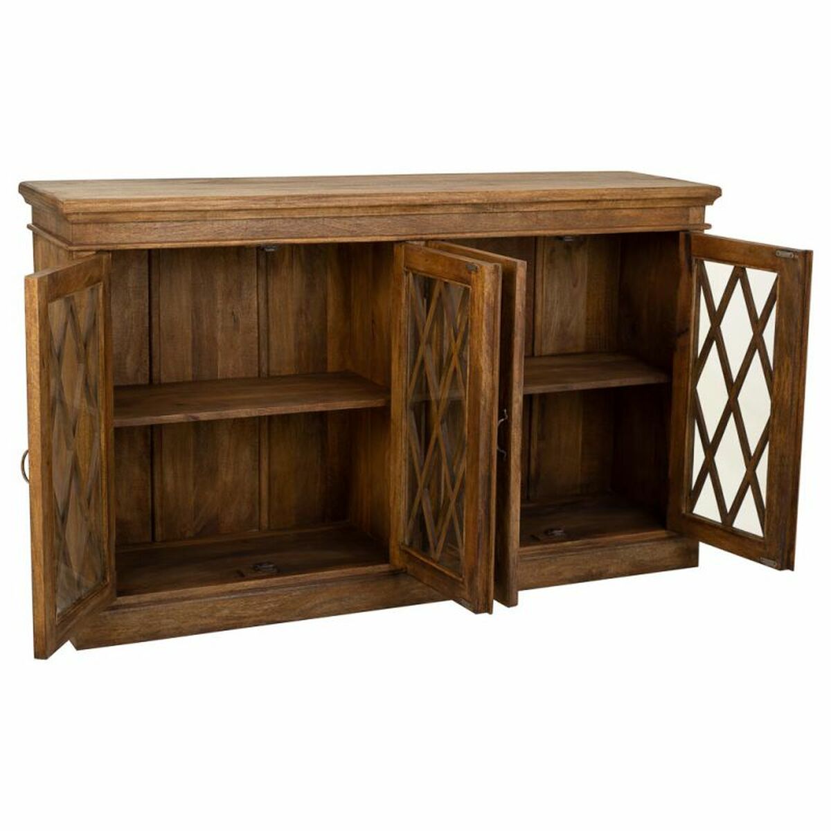 Příborník Alexandra House Living hnědý dřevo sklo 40 x 100 x 170 cm 4 dvířka – obrázek 2
