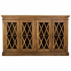 Příborník Alexandra House Living hnědý dřevo sklo 40 x 100 x 170 cm 4 dvířka – obrázek 4