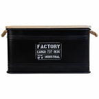 Truhla Alexandra House Living Factory černá konopí kov jedlové dřevo 38 x 60 x 33 cm – obrázek 2