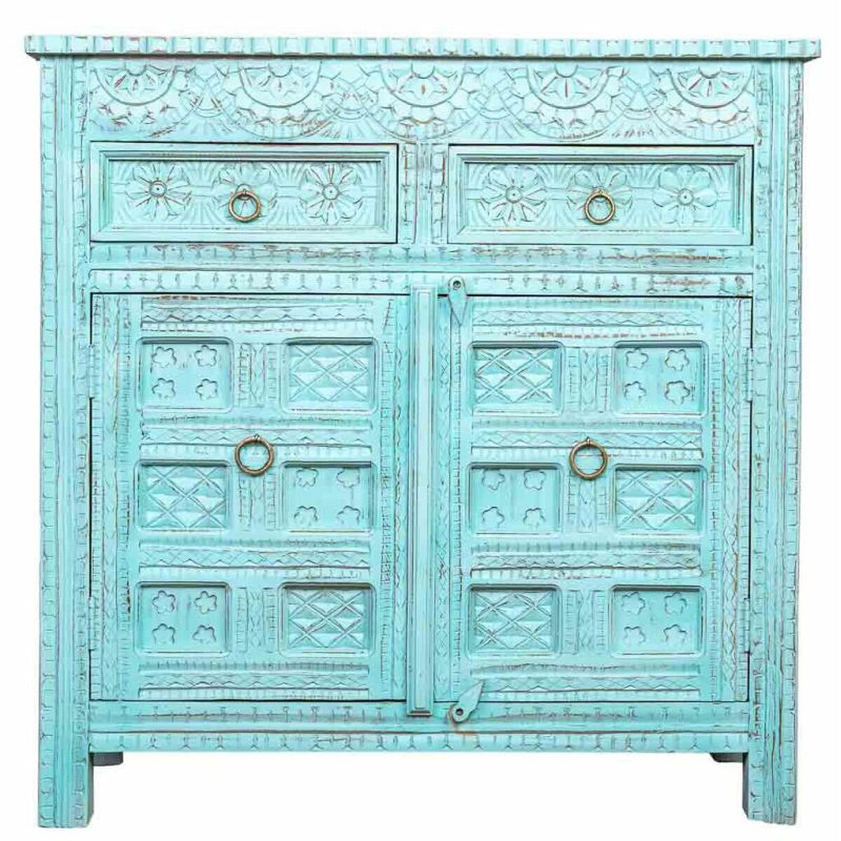 Komoda Alexandra House Living modrá mango dřevo 41 x 101 x 101 cm – obrázek 2