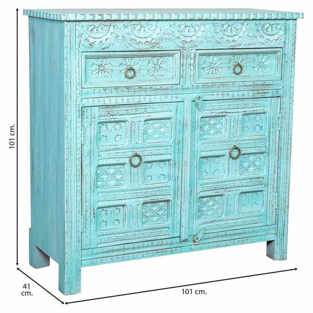 Komoda Alexandra House Living modrá mango dřevo 41 x 101 x 101 cm – obrázek 3