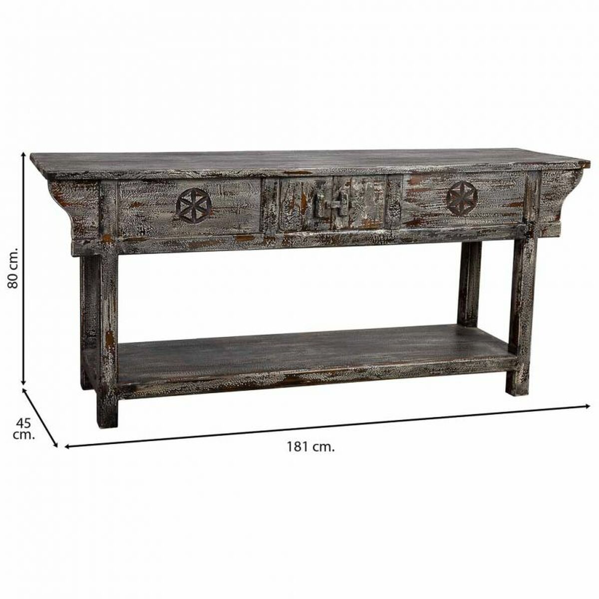 Konzolový stolek se zásuvkami Alexandra House Living modrý 45 × 80 × 181 cm 48x184x83 cm modrý – obrázek 4