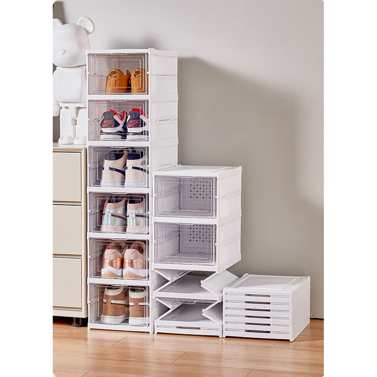 Botník Fulmo bílý, tvrdý plast, 25,5 x 34,5 x 105 cm – obrázek 2