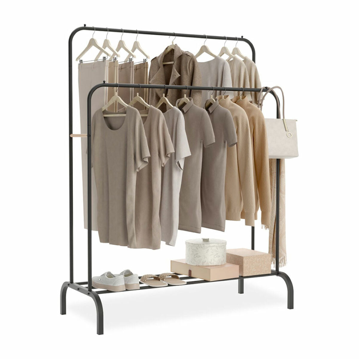 Stojan na klobouky Newlux Hangy Duo 30 černý kov 115 x 50 x 150 cm