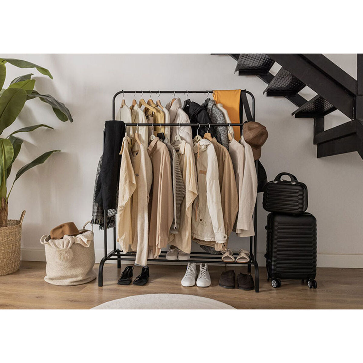 Stojan na klobouky Newlux Hangy Duo 30 černý kov 115 x 50 x 150 cm – obrázek 2