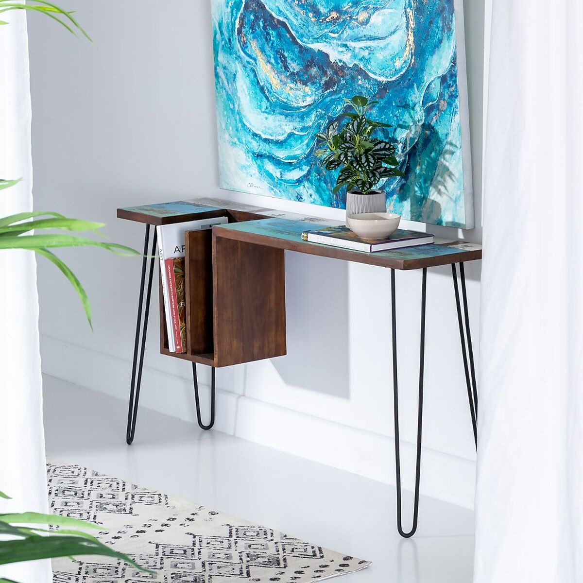 Psací stůl 140 x 35 x 77 cm kov dřevo – obrázek 8