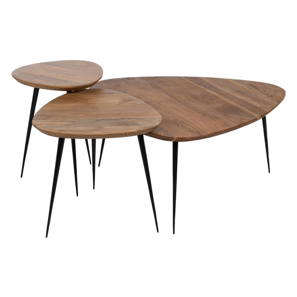 Sada 3 stolů černá přírodní železné akátové dřevo 86 x 81 x 43 cm (3 kusy)