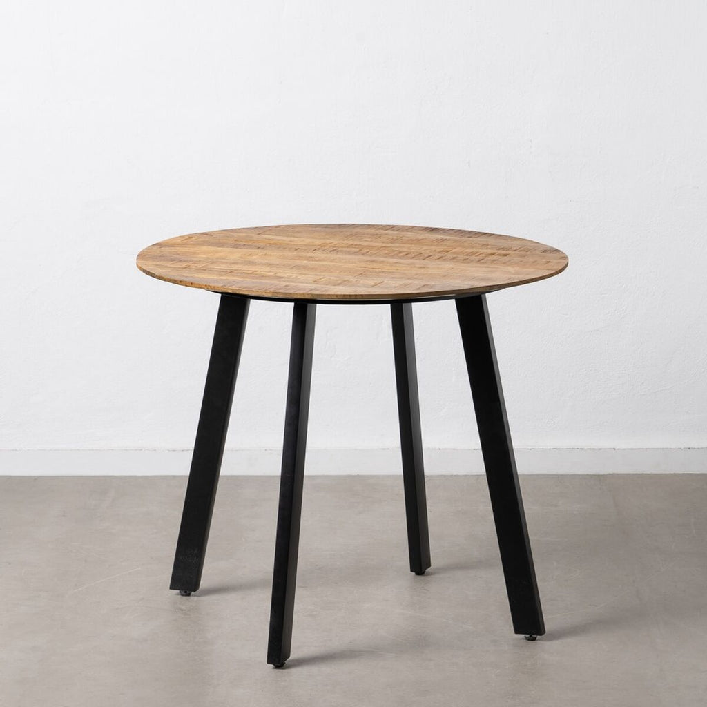 Jídelní stůl 90 x 90 x 77 cm přírodní Černá Dřevo Železo