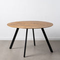 Jídelní stůl 130 x 130 x 77 cm přírodní černá dřevo železo