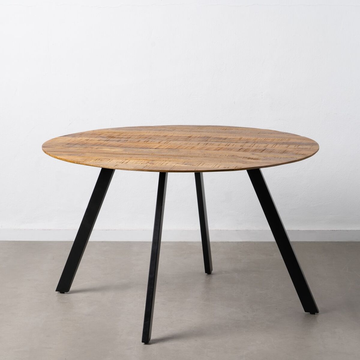 Jídelní stůl 130 x 130 x 77 cm přírodní černá dřevo železo