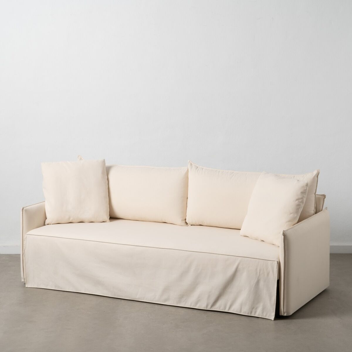 Rozkládací pohovka 200 x 94 x 86 cm syntetické tkaniny krémová – obrázek 2