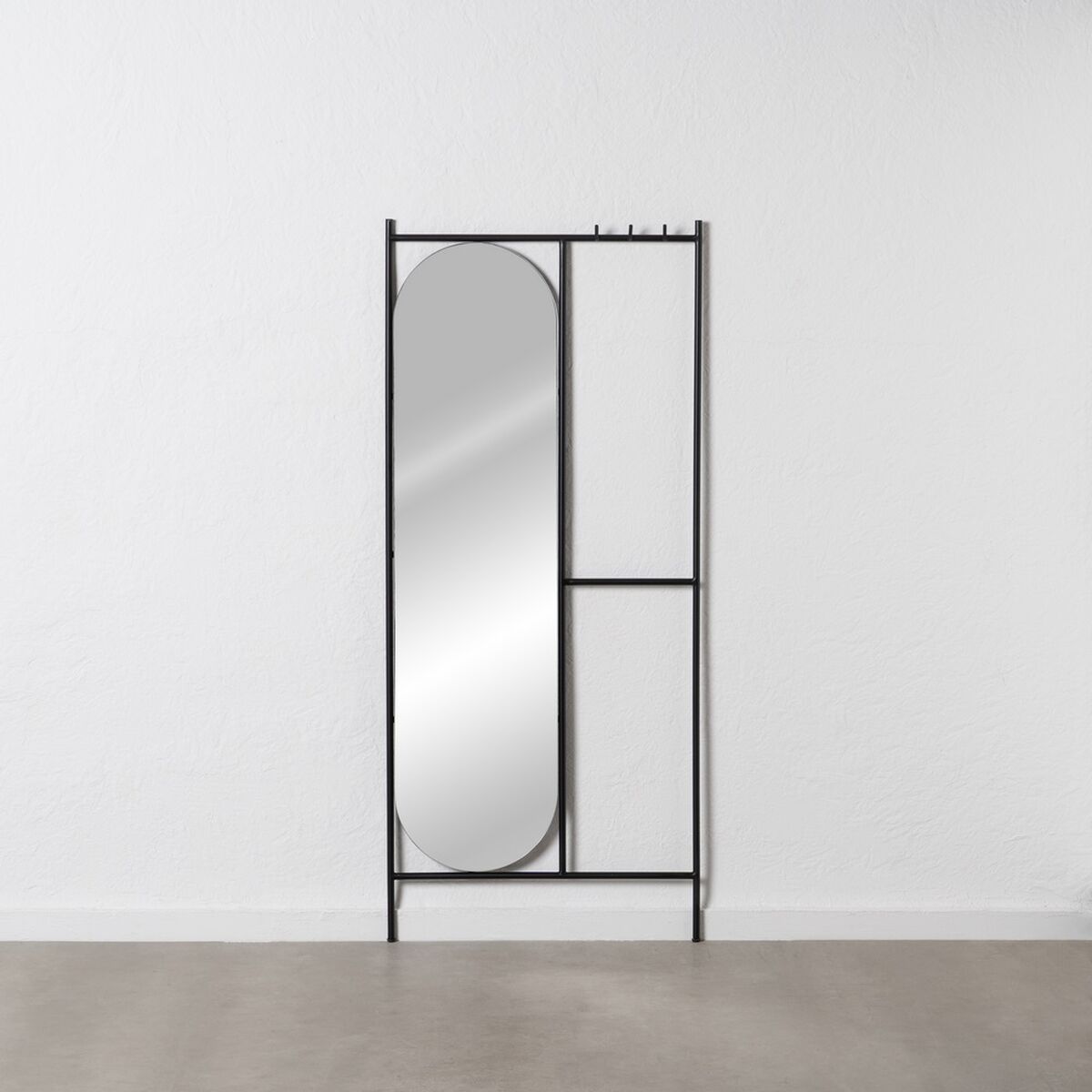 Stojan na klobouky černý železný zrcadlo 70 x 4 x 160,5 cm – obrázek 2