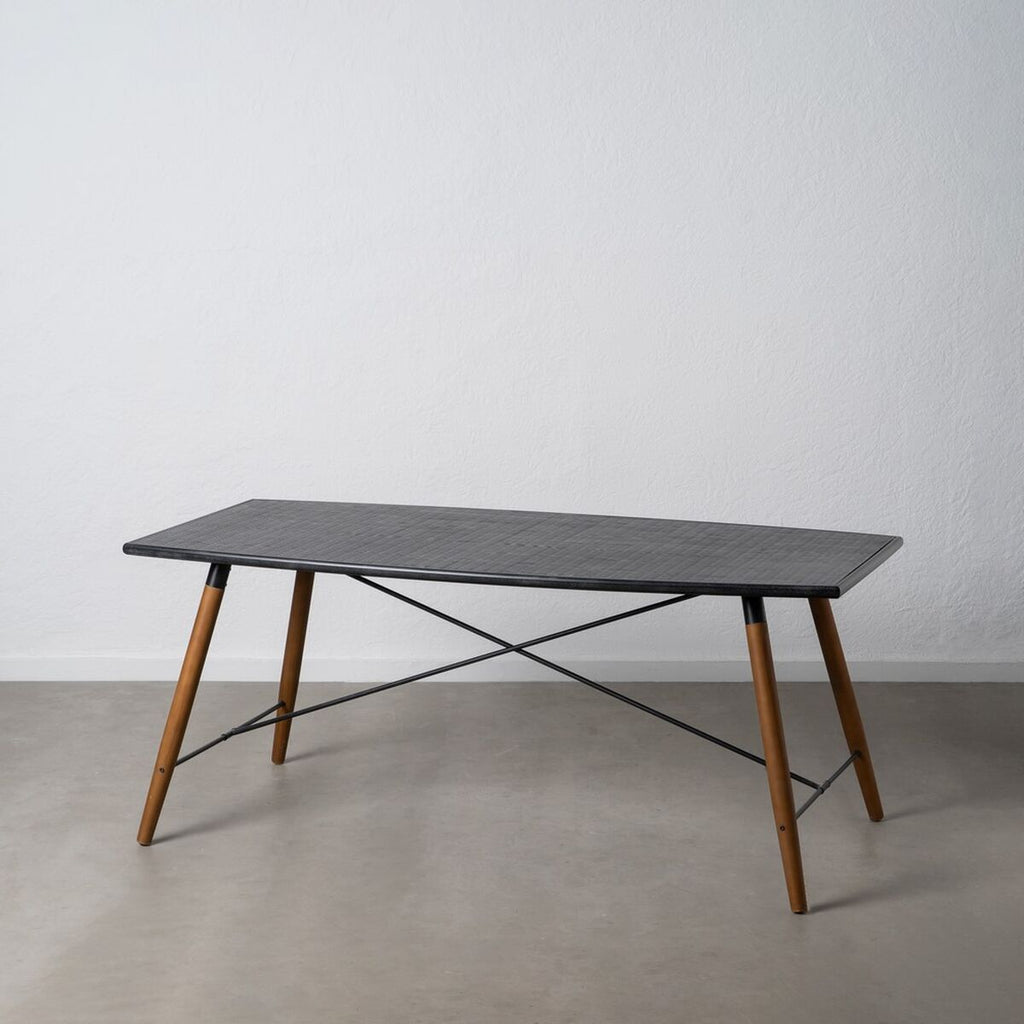Jídelní stůl OSLO černý přírodní dřevo železo dřevo MDF 179 x 90 x 75 cm – obrázek 2