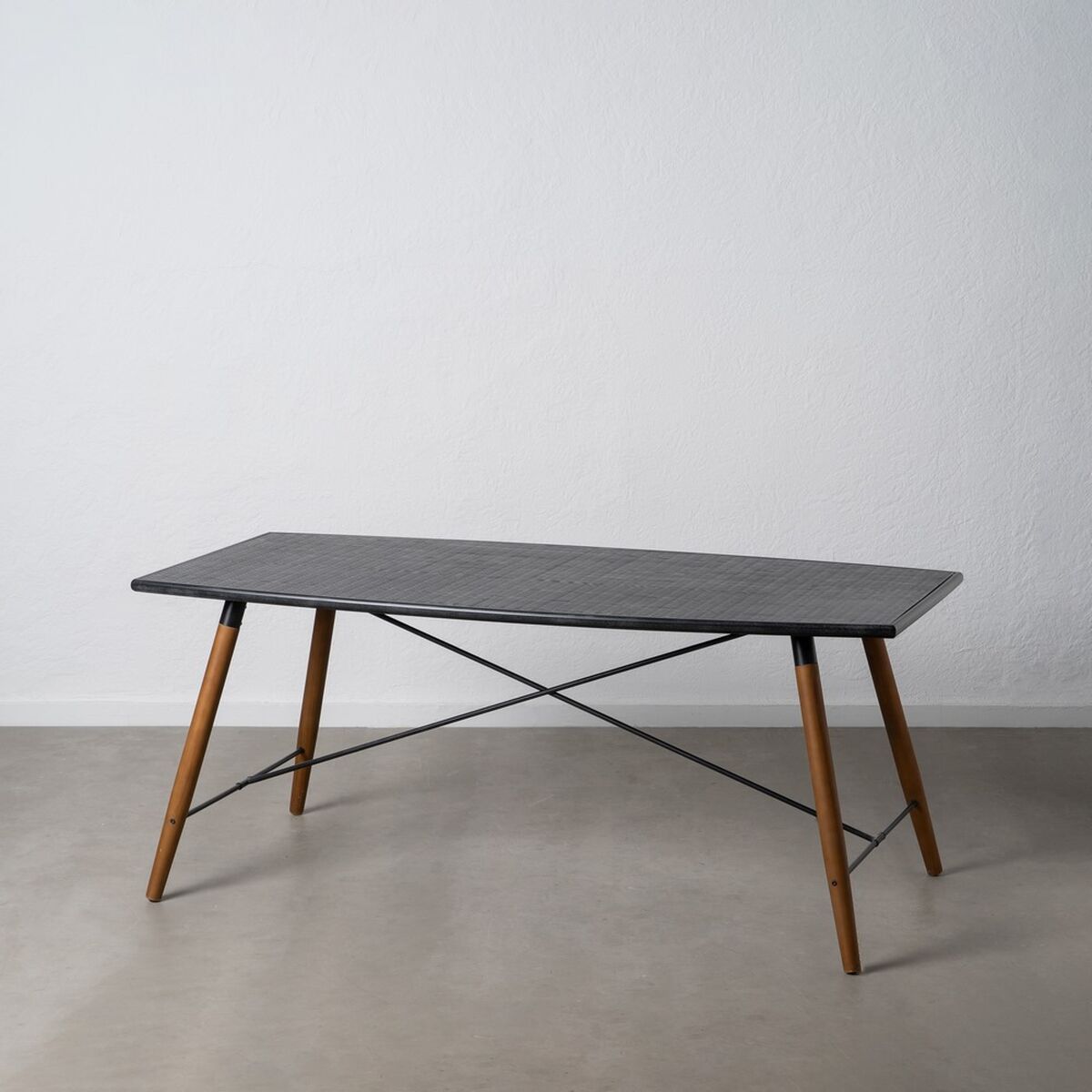 Jídelní stůl OSLO černý přírodní dřevo železo dřevo MDF 179 x 90 x 75 cm – obrázek 2