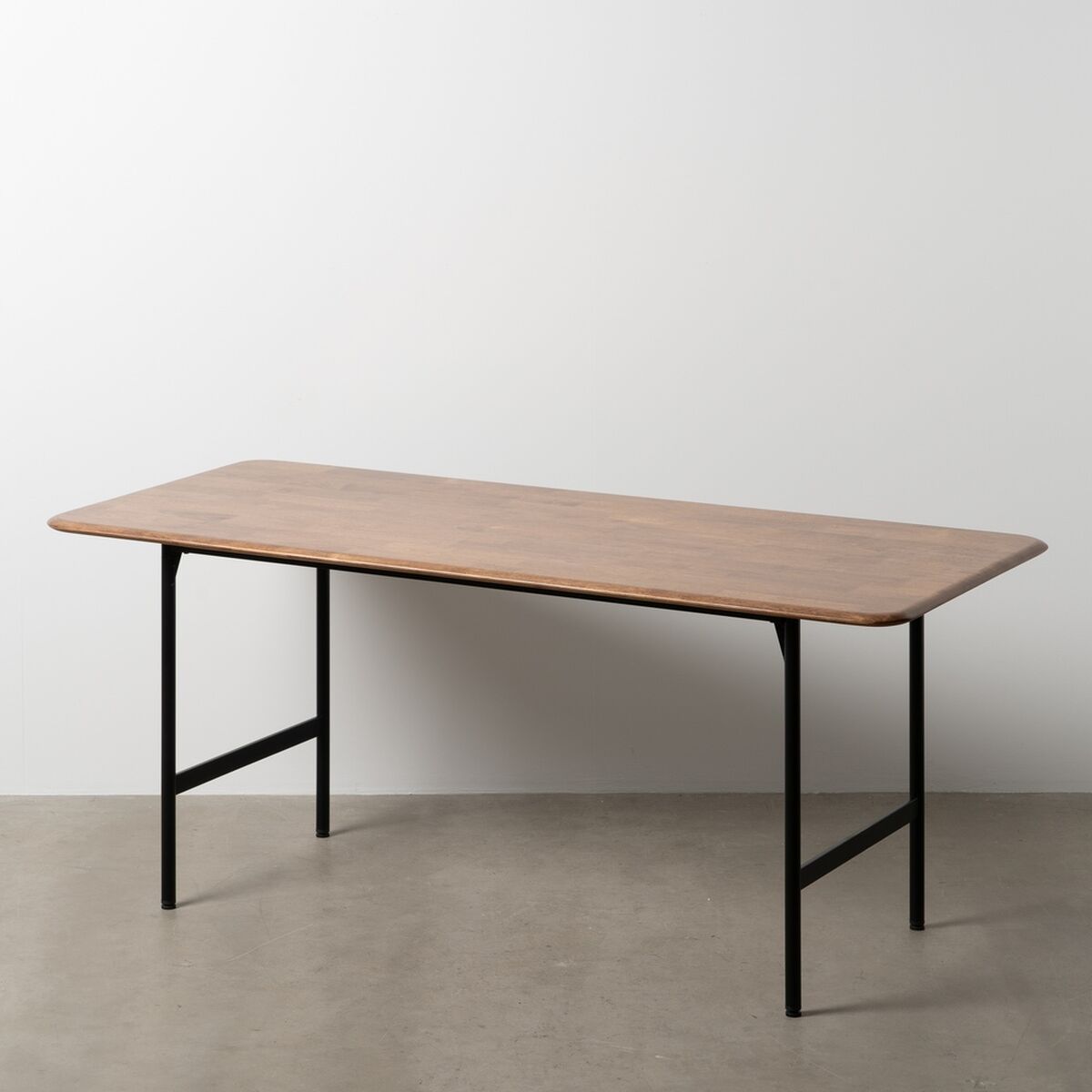 Jídelní stůl LAGOM černý přírodní železo kaučukové dřevo 180 x 80 x 76 cm – obrázek 2