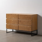 Zásuvková komoda MARIGNI černá přírodní železo dřevo MDF 118 x 42 x 77 cm – obrázek 2