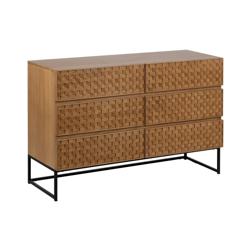 Zásuvková komoda MARIGNI černá přírodní železo dřevo MDF 118 x 42 x 77 cm
