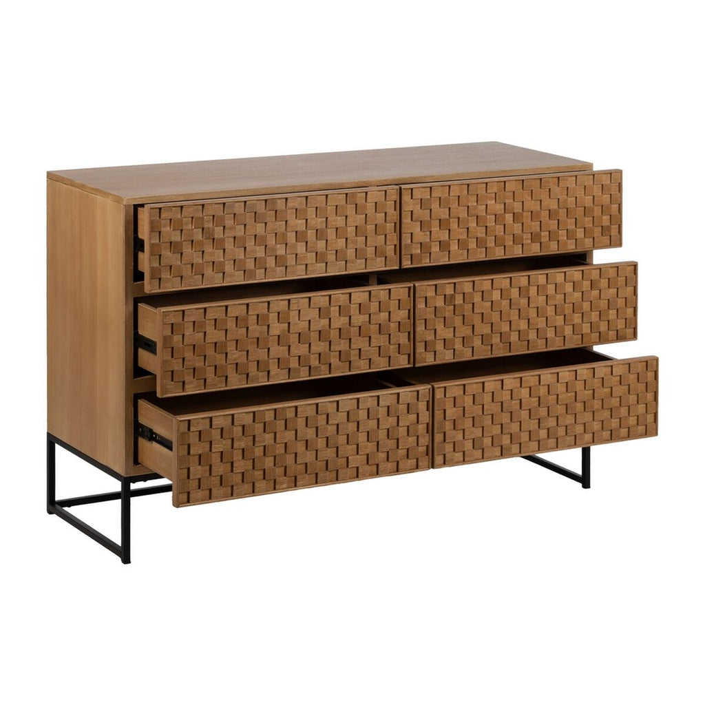 Zásuvková komoda MARIGNI černá přírodní železo dřevo MDF 118 x 42 x 77 cm – obrázek 3
