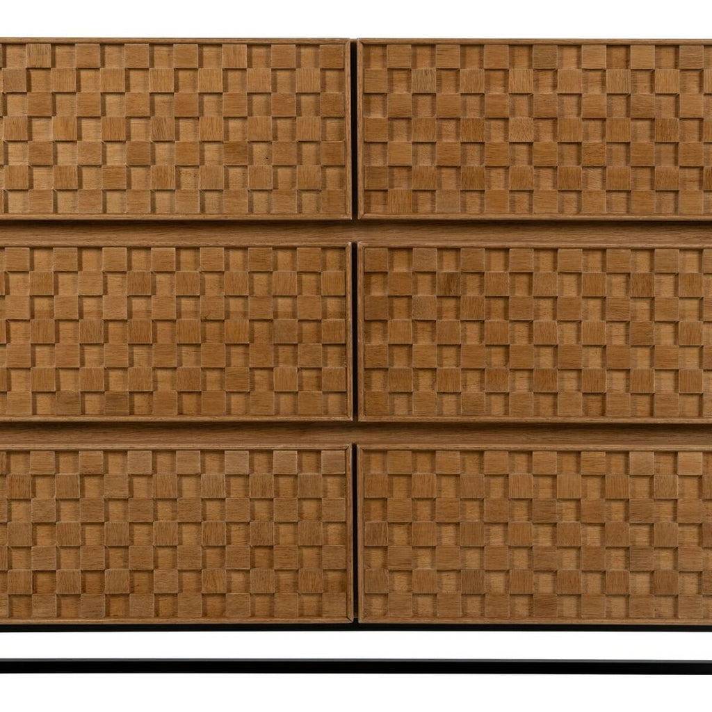 Zásuvková komoda MARIGNI černá přírodní železo dřevo MDF 118 x 42 x 77 cm – obrázek 4
