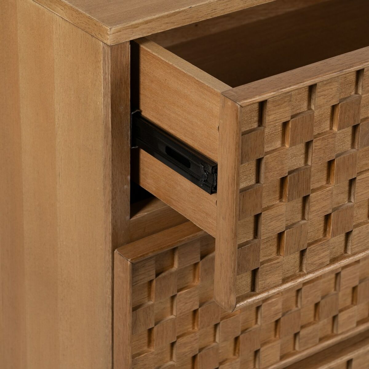 Zásuvková komoda MARIGNI černá přírodní železo dřevo MDF 118 x 42 x 77 cm – obrázek 6