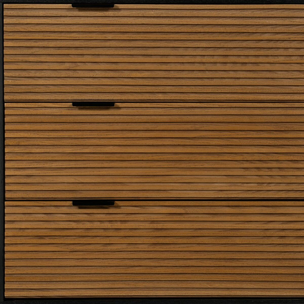 Zásuvková komoda ORLEANS černá přírodní železo dřevo MDF 104 x 40 x 81,5 cm – obrázek 4