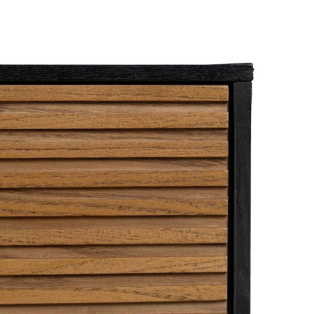 Zásuvková komoda ORLEANS černá přírodní železo dřevo MDF 104 x 40 x 81,5 cm – obrázek 8