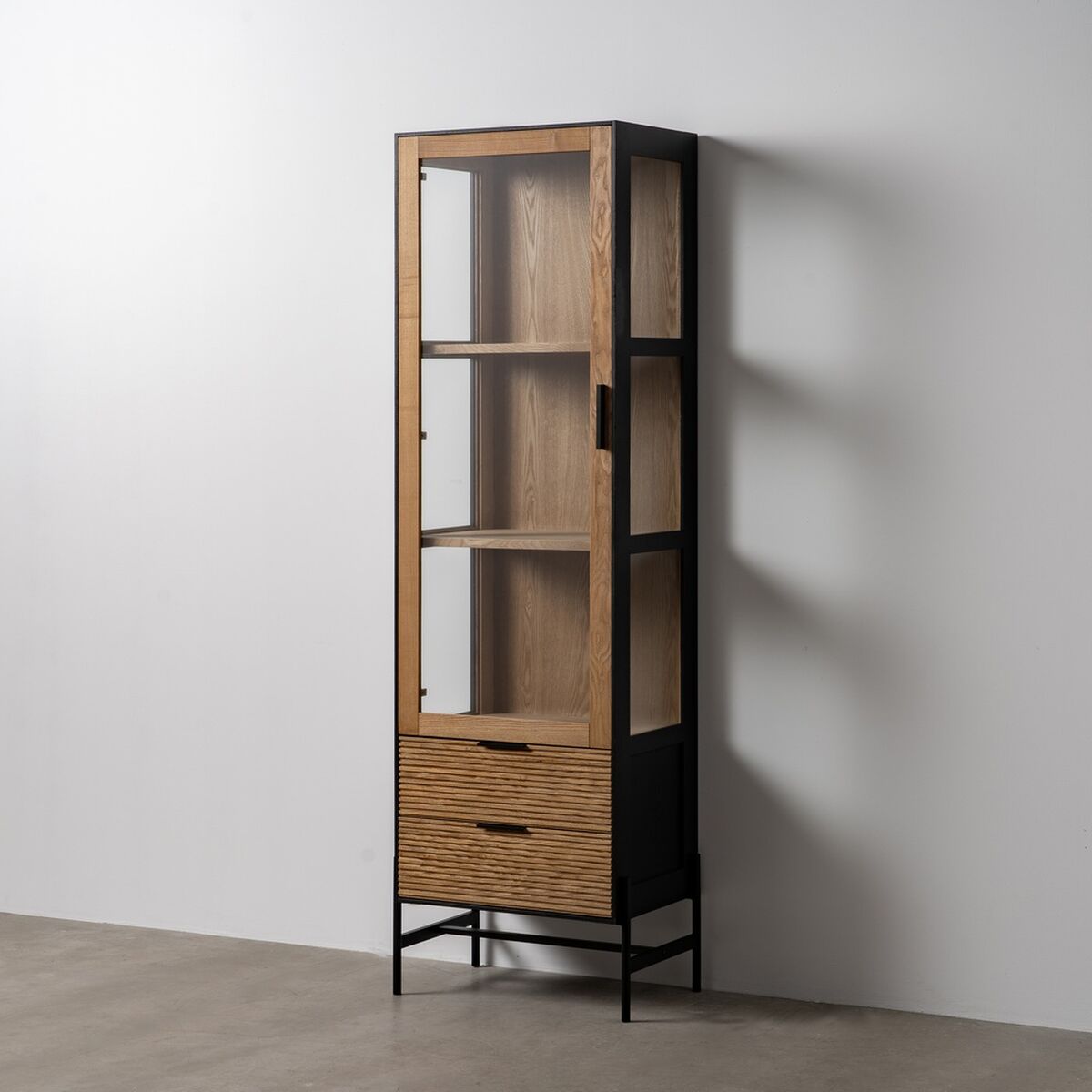Stojan ORLEANS černý přírodní Křišťál Železo Dřevo MDF 61 x 40 x 196 cm – obrázek 2