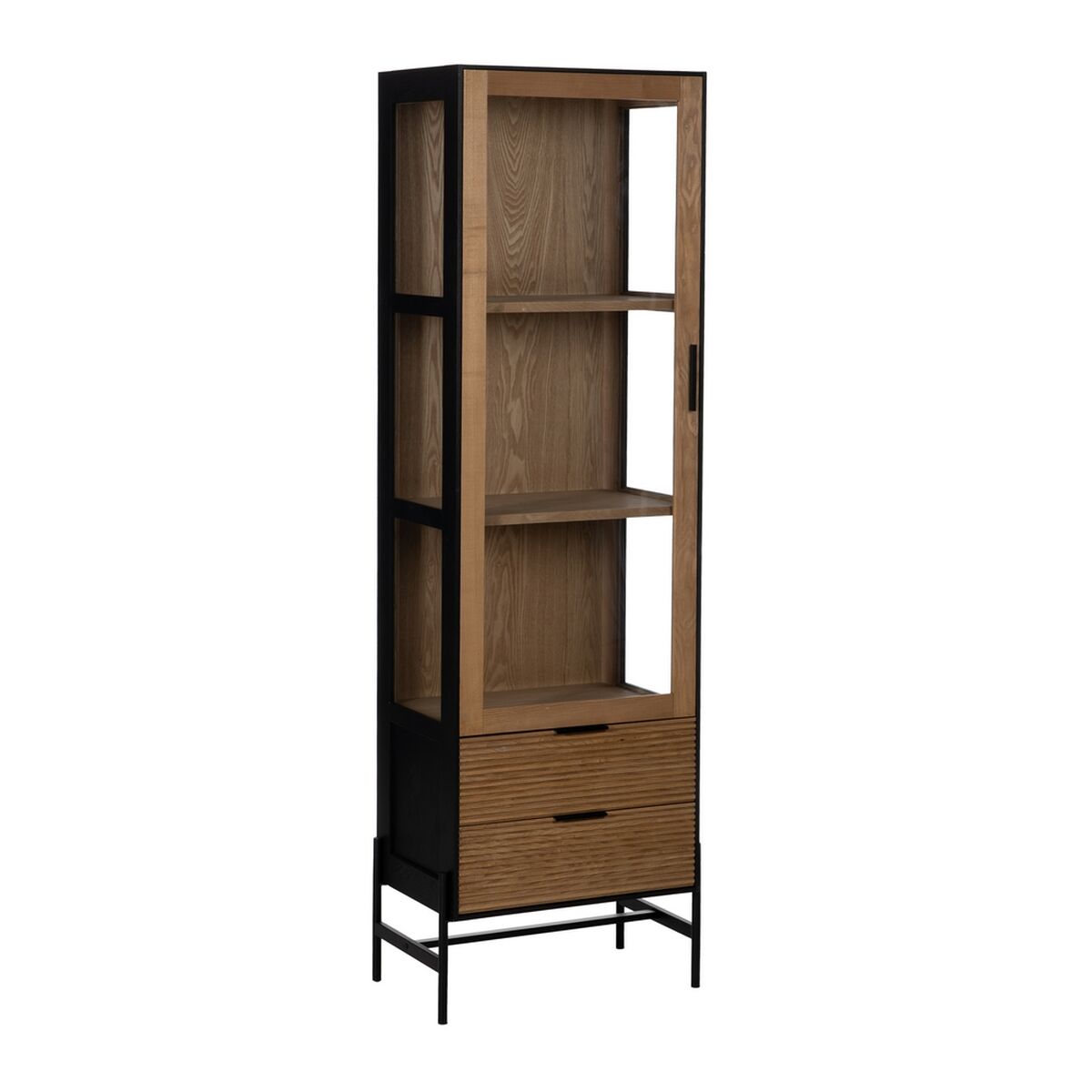 Stojan ORLEANS černý přírodní Křišťál Železo Dřevo MDF 61 x 40 x 196 cm