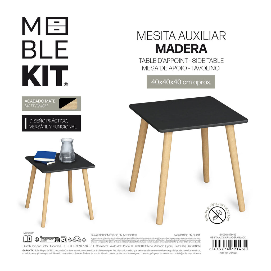 Odkládací stolek MobleKit hnědo-černý 40 x 40 x 40 cm (2 kusy) – obrázek 5