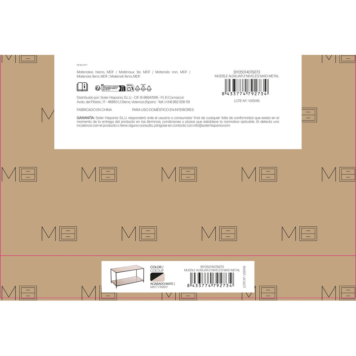 Odkládací stolek MobleKit hnědý černý 78 x 38 x 38 cm dřevo (3 kusy) – obrázek 6