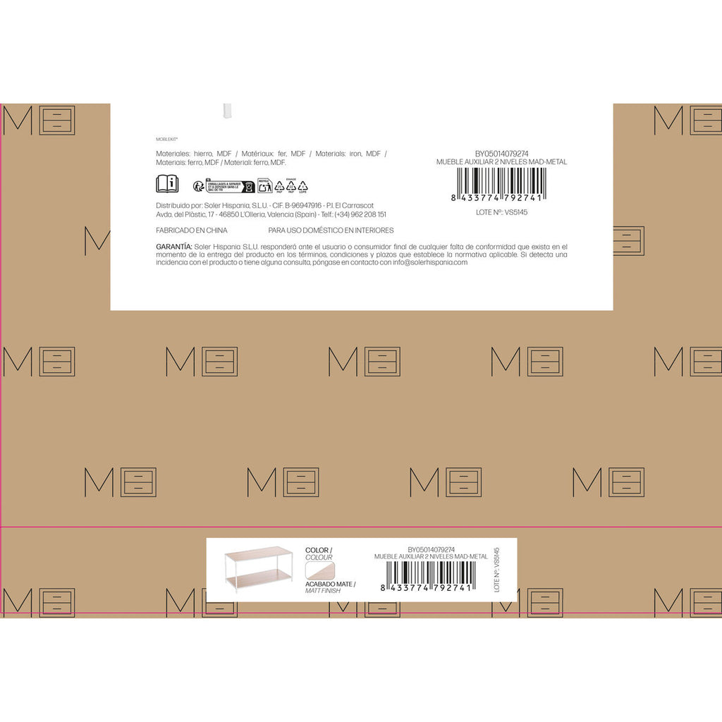 Příruční stolek MobleKit bílo-hnědý 78 x 38 x 38 cm dřevo (3 kusy) – obrázek 6