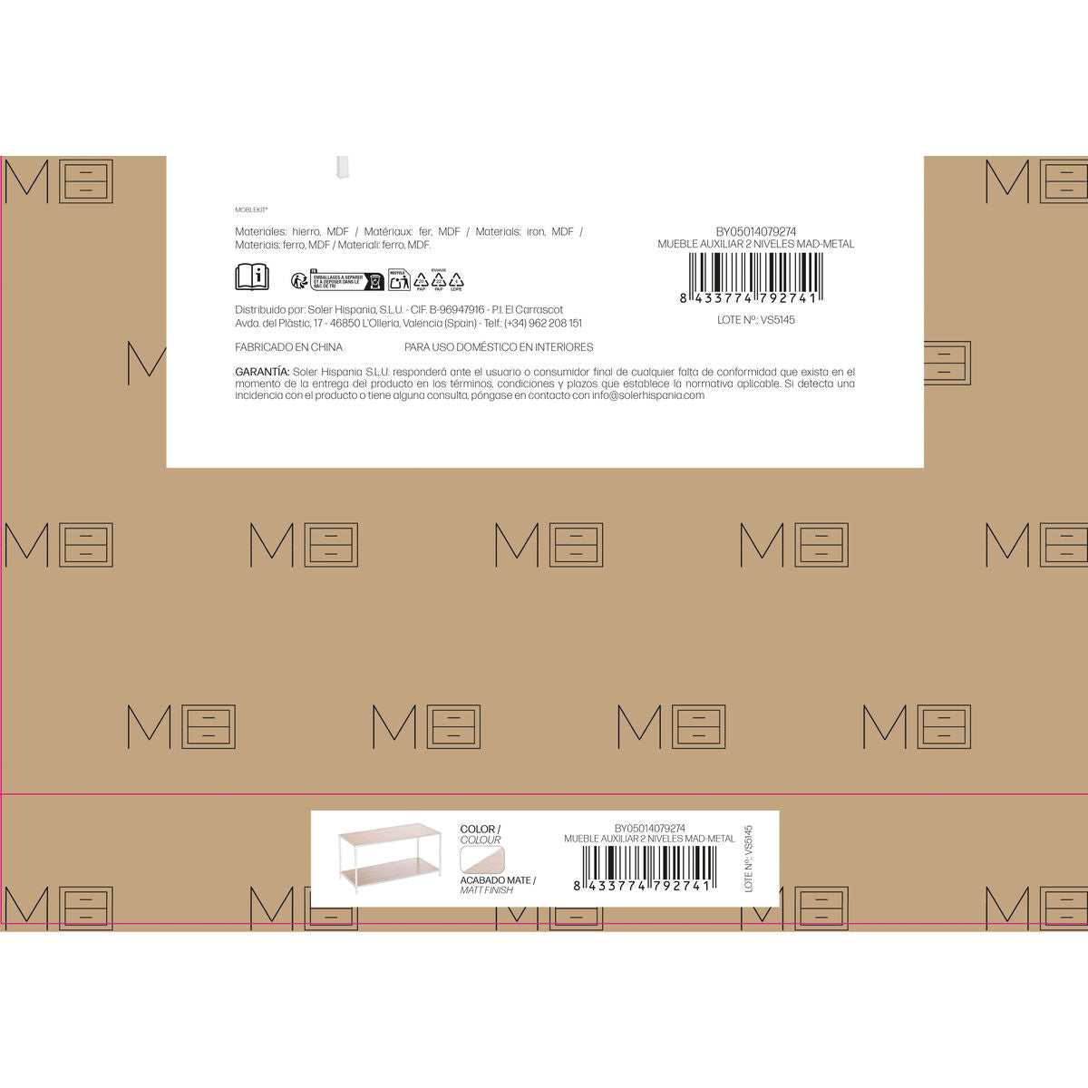 Příruční stolek MobleKit bílo-hnědý 78 x 38 x 38 cm dřevo (3 kusy) – obrázek 6